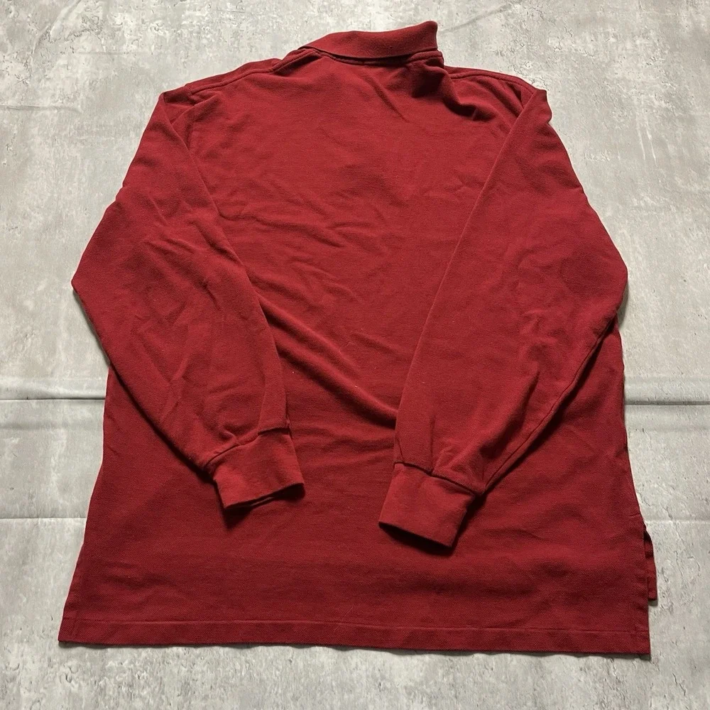 Polo Ralph Lauren Long Sleeve Red Button Polo - 100% Cotton - W/ Pony Mens Large - Picture 7 of 9
